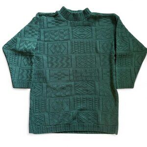 Forest Green Textured Knit Sweater